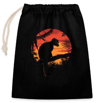 Lémurien Lémurien catta Lémur de Madagascar - Sac cadeau en coton avec cordon (25 x 30 cm) - noir - Devant