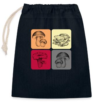 Mushrooms Mushroom connoisseurs Mushroom season Mushroom pickers - Closable cotton gift bag (25x30cm) - navy - Front