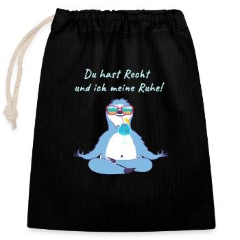 Sloth,Calm,Sunglasses,Cocktail, Yoga - Closable cotton gift bag (25x30cm) - black - Front