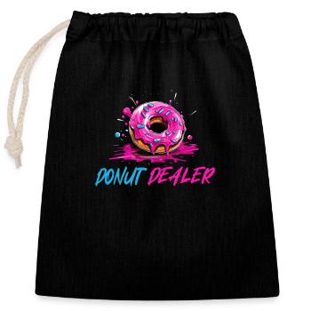 Pink Donut Dealer - Verschließbarer Geschenkbeutel aus Baumwolle (25x30cm) - Schwarz - Vorne