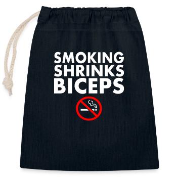 Smoking shrinks the biceps - Closable cotton gift bag (25x30cm) - navy - Front