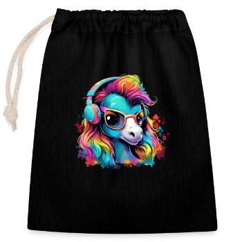 Poulain mignon avec casque cadeau sport équestre - Sac cadeau en coton avec cordon (25 x 30 cm) - noir - Devant