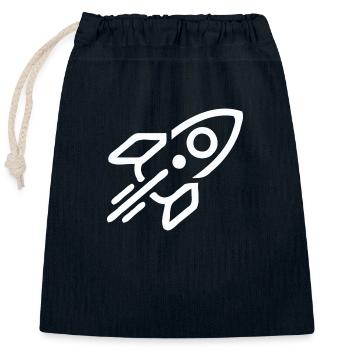 Rocket - Closable cotton gift bag (25x30cm) - navy - Front