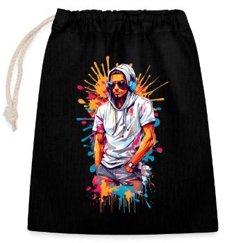 Hipsters cool - Sac cadeau en coton avec cordon (25 x 30 cm) - noir - Devant