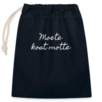 Chemises en dialecte anversois. Moete kost motte - Sac cadeau en coton avec cordon (25 x 30 cm) - bleu marine - Devant