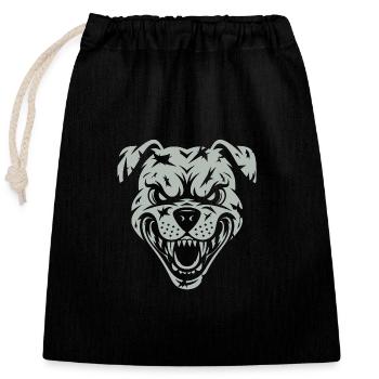 Angry angry dog - Closable cotton gift bag (25x30cm) - black - Front