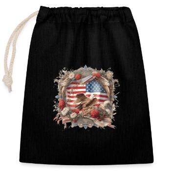Common Eagle America America Flag Usa - Closable cotton gift bag (25x30cm) - black - Front