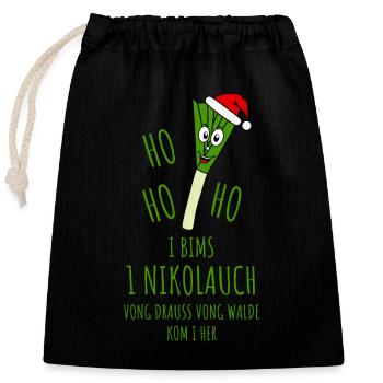 Ugly Christmas Nikolauch - Verschließbarer Geschenkbeutel aus Baumwolle (25x30cm) - Schwarz - Vorne