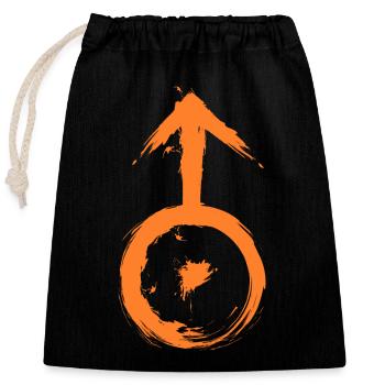 Astronomical symbol uranus - Closable cotton gift bag (25x30cm) - black - Front