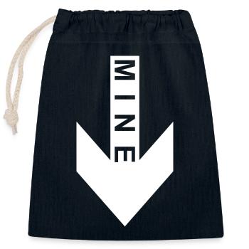 Mine arrow down - Closable cotton gift bag (25x30cm) - navy - Front