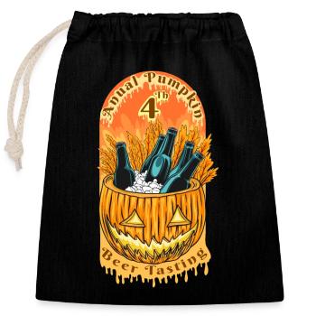 Halloween citrouille horreur - Sac cadeau en coton avec cordon (25 x 30 cm) - noir - Devant