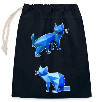Blue Polygon Cat Duo - Closable cotton gift bag (25x30cm) - navy - Front