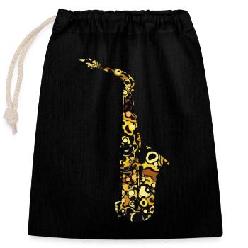 YellowInBolle Sax - Closable cotton gift bag (25x30cm) - black - Front