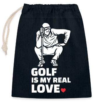 I love golf - Closable cotton gift bag (25x30cm) - navy - Front