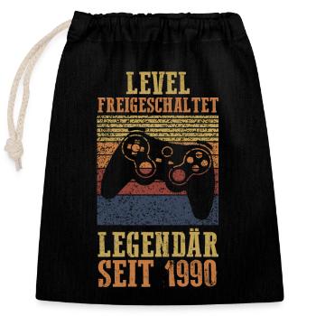 33 Jahre Geburtstag Jahrgang 1990 - Verschließbarer Geschenkbeutel aus Baumwolle (25x30cm) - Schwarz - Vorne