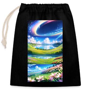 Landscape with 4 Areas - Closable cotton gift bag (25x30cm) - black - Front