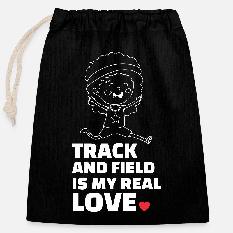 I love athletics - Closable cotton gift bag (25x30cm) - black