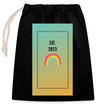 Geschenk, Geburt, Regenbogen, Mama, Überraschung - Verschließbarer Geschenkbeutel aus Baumwolle (25x30cm) - Schwarz - Vorne