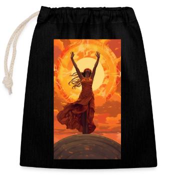 Louez le soleil - Sac cadeau en coton avec cordon (25 x 30 cm) - noir - Devant