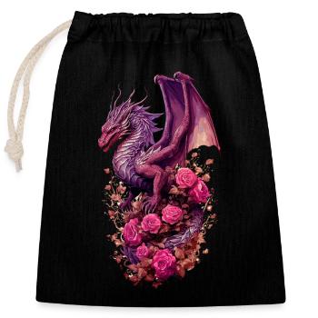 Dragon Pourpre - Sac cadeau en coton avec cordon (25 x 30 cm) - noir - Devant