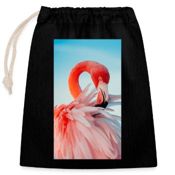 Flamingo Collection - Closable cotton gift bag (25x30cm) - black - Front