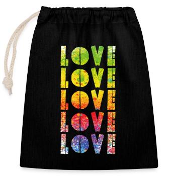 LOVE - Verschließbarer Geschenkbeutel aus Baumwolle (25x30cm) - Schwarz - Vorne