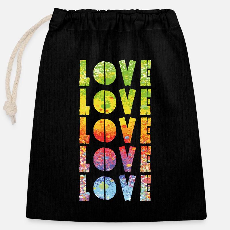 L’amour avec la couleur dégradée - Sac cadeau en coton avec cordon (25 x 30 cm) - noir