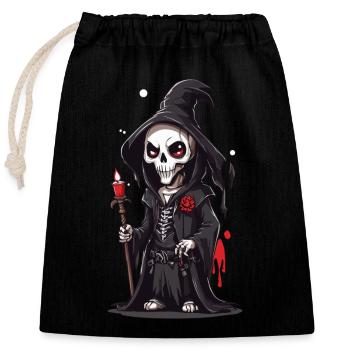 Halloween Skelett Magier Cartoon Magie - Verschließbarer Geschenkbeutel aus Baumwolle (25x30cm) - Schwarz - Vorne