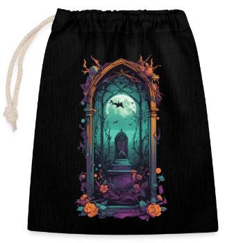 Vintage Gothic Cemetery Pastel Goth Design - Closable cotton gift bag (25x30cm) - black - Front