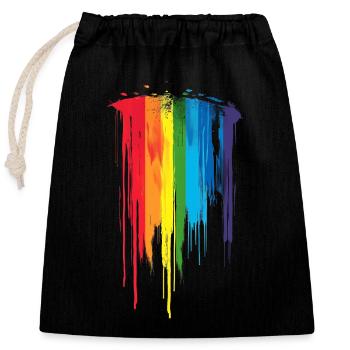 Subtle and Cool Dripping Pride Flag Rainbow Design - Closable cotton gift bag (25x30cm) - black - Front