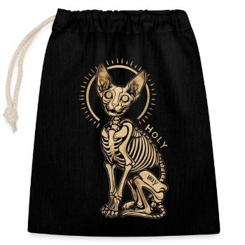Katze Sphinx Skelett Tattoo - Verschließbarer Geschenkbeutel aus Baumwolle (25x30cm) - Schwarz - Vorne