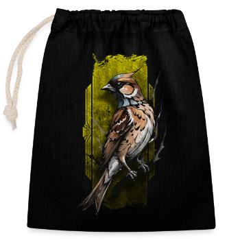 Majestätischer Kardinalvogel sitzt auf einem Ast - Verschließbarer Geschenkbeutel aus Baumwolle (25x30cm) - Schwarz - Vorne