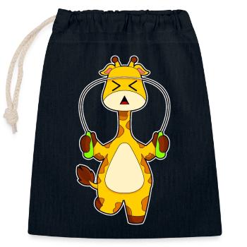 Giraffe Seilspringen Springseil Fitness - Verschließbarer Geschenkbeutel aus Baumwolle (25x30cm) - Navy - Vorne