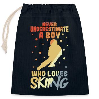 Funny ski boy - Closable cotton gift bag (25x30cm) - navy - Front