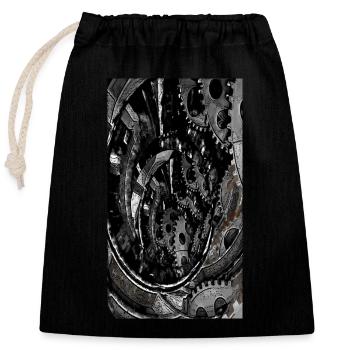 Metal Heart (2) - Closable cotton gift bag (25x30cm) - black - Front