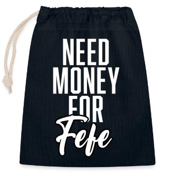Besoin d’argent pour Fefe - Sac cadeau en coton avec cordon (25 x 30 cm) - bleu marine - Devant