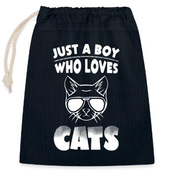Boys Cats Lover - Verschließbarer Geschenkbeutel aus Baumwolle (25x30cm) - Navy - Vorne