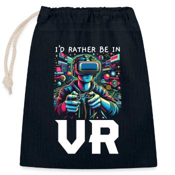 VR Gamer VR Jeux vidéo Joueur Nerd - Sac cadeau en coton avec cordon (25 x 30 cm) - bleu marine - Devant