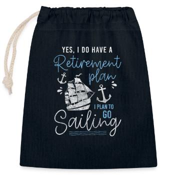 Sailing Boat Nautical Lake - Closable cotton gift bag (25x30cm) - navy - Front