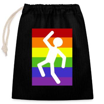 bonhomme sur fond arc-en-ciel - Sac cadeau en coton avec cordon (25 x 30 cm) - noir - Devant