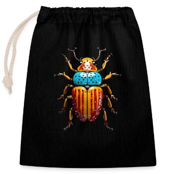 Abstract - Closable cotton gift bag (25x30cm) - black - Front