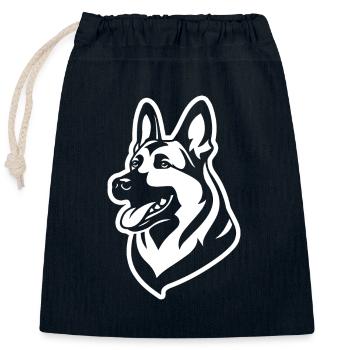 Schäferhund Hund Hundekopf - Verschließbarer Geschenkbeutel aus Baumwolle (25x30cm) - Navy - Vorne