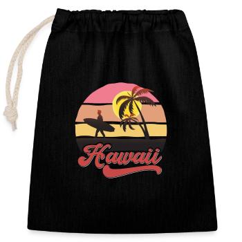 Hawaii Surf Beach Design - Verschließbarer Geschenkbeutel aus Baumwolle (25x30cm) - Schwarz - Vorne