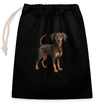 Dachshund Tier Dackel - Verschließbarer Geschenkbeutel aus Baumwolle (25x30cm) - Schwarz - Vorne