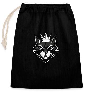 Couronne de chat - Sac cadeau en coton avec cordon (25 x 30 cm) - noir - Devant