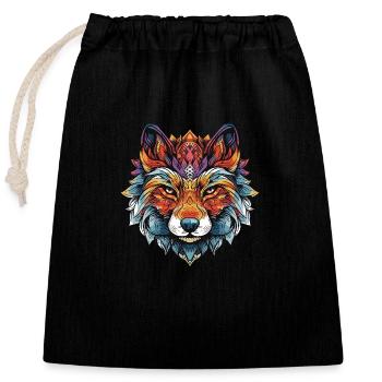 Tête de portrait de loup - Sac cadeau en coton avec cordon (25 x 30 cm) - noir - Devant