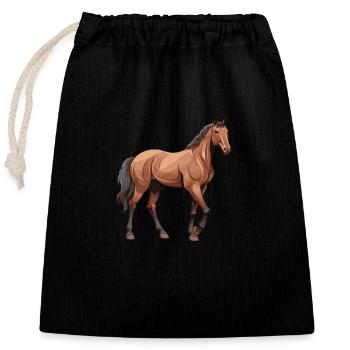 Cheval Animal - Sac cadeau en coton avec cordon (25 x 30 cm) - noir - Devant