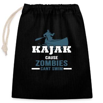 Kayak, Canoe, Paddling, River-Adventure, Zombie-Kayak - Closable cotton gift bag (25x30cm) - black - Front