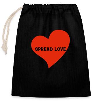 Logo Spread Love en forme de cœur - Sac cadeau en coton avec cordon (25 x 30 cm) - noir - Devant