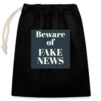 FAKE NEWS Text Design - Closable cotton gift bag (25x30cm) - black - Front